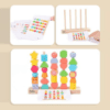 5 Column Wooden Bead Stacking Toy for Ages 3+ - Learn Colours & Shapes - Image 2