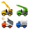 4 Piece City Trucks Playset - Push-&-Go Kids Construction & Police Trucks Toys