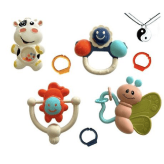 7pcs Infant Baby Rattles Toys Set with Grasp and Shake Features for Boys and Girls.