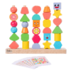 5 Column Wooden Bead Stacking Toy for Ages 3+ - Learn Colours & Shapes