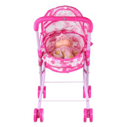 Foldable Doll Pram/Stroller Pink Kids Baby Toy for Girls - Image 3