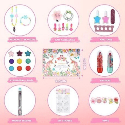 Kids Jewellery & Makeup Kit for Princess with Flip Top, Mirror & Drawer - Image 2