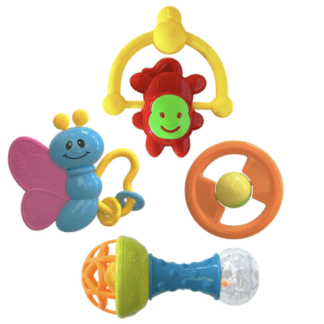 Colorful sensory baby rattles for newborn development