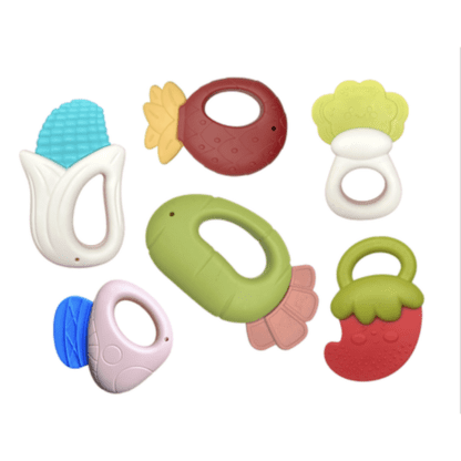 Teething in Style - 6 Piece Set of Infant Baby Teether Toy Rattles for Age 3+ Months