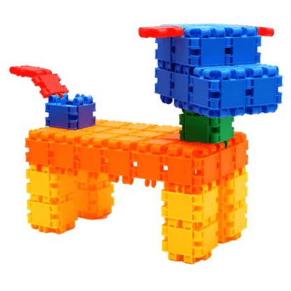 Colorful 100-piece interlocking building set for kids enhancing cognitive and motor skills.