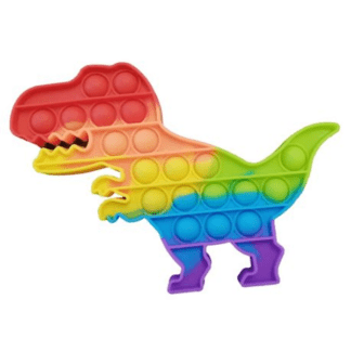 Rainbow Dinosaur Pop It Fidget Toy for Kids - Sensory, Stress Relief, and Fine Motor Skills Development.