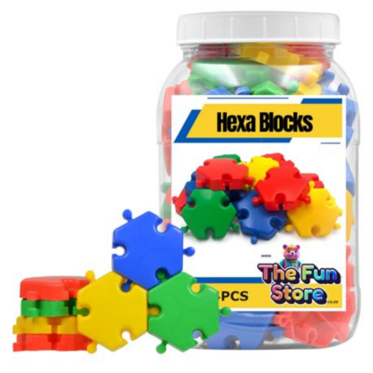 Child playing with colorful Interlocking HexaBlast Blocks