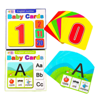 Colorful flashcards spread out on a table, enhancing language development and cognitive skills in children.