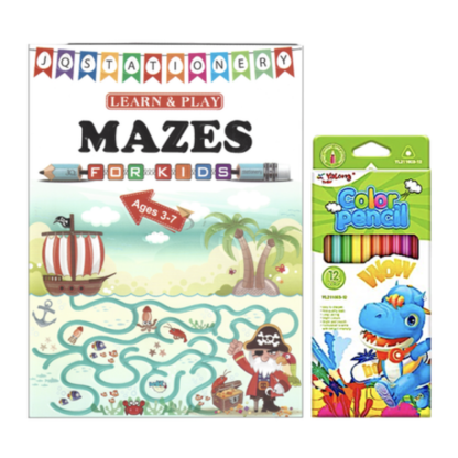 Colourful maze puzzle for toddlers and young children focusing on cognitive development and problem-solving skills.