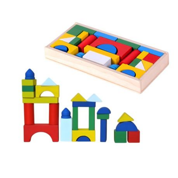 Unleash Creativity - Kids Mini Wooden Building Block Set + Tangram Puzzle!