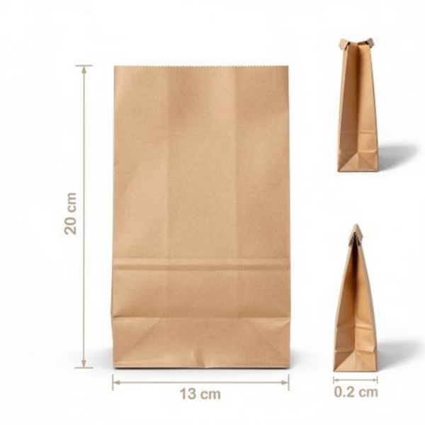 100 Pack Kraft Paper Gift Bags - 13x20cm Small Brown & White Treat Bags - Image 5