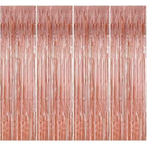 4-Piece Rose Gold Decorative Foil Curtain Tassel Backdrops