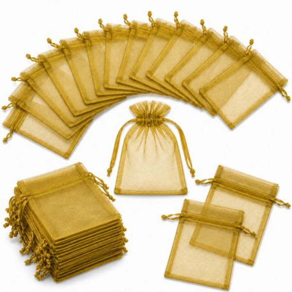 50 Organza 7cm × 9cm Bags in White, Black, Gold, Silver, Black and Red - Image 26