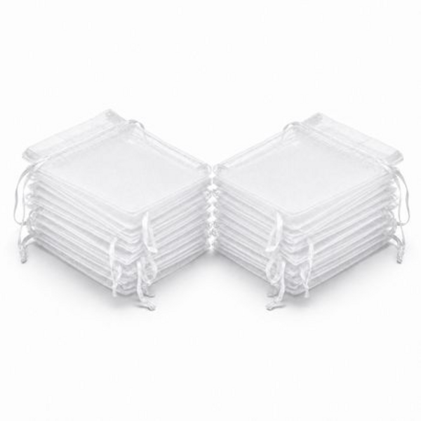 50 Organza 7cm × 9cm Bags in White, Black, Gold, Silver, Black and Red - Image 17
