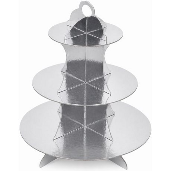 2 x Cupcake Cake Stand - 3-Tier Foil Covered Cardboard in Gold or Silver - Image 16