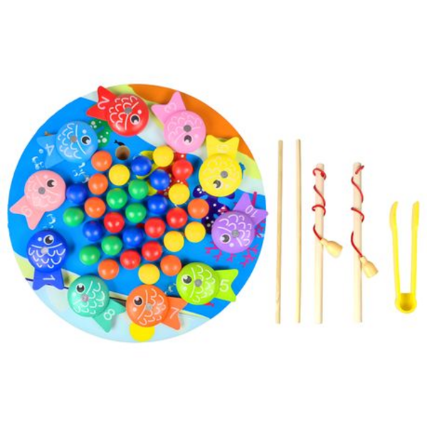 Unbox - Wooden Magnetic Fishing & Beads Clipping Kids Interactive Toy Game