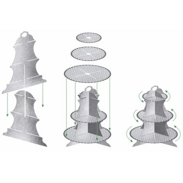 2 x Cupcake Cake Stand - 3-Tier Foil Covered Cardboard in Gold or Silver - Image 9