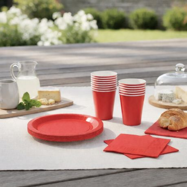 Disposable Party Set for 30 - White Paper Plates, Cups & Napkins Combo Pack - Image 3