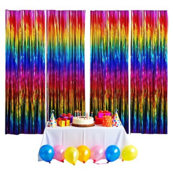 Shimmer and Shine with Our Pack of 4 Multicoloured Foil Curtains!