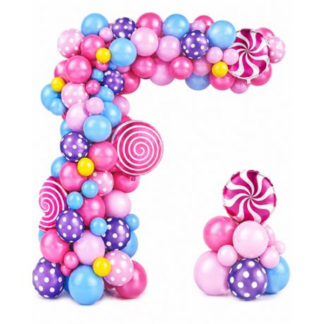 Balloon Garland Arch Kit - Candyland - Pastel Polka Dot & Sweet Candy