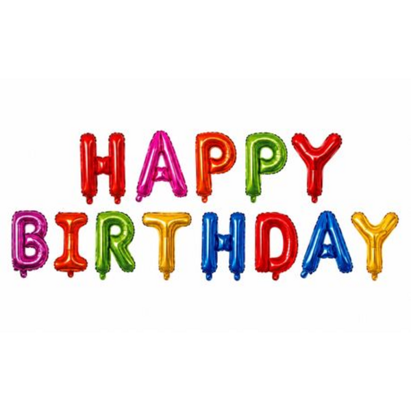 Happy Birthday Foil Letter Balloons - 41cm Large Multi Colour Bday Kit Set
