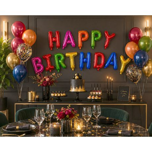 Happy Birthday Foil Letter Balloons - 41cm Large Multi Colour Bday Kit Set