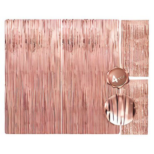 4-Piece Rose Gold Decorative Foil Curtain Tassel Backdrops