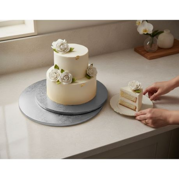 Sturdy Cake Plates Boards - Durable - Silver 30cm 2 Pack