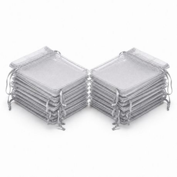 50 Organza 7cm × 9cm Bags in White, Black, Gold, Silver, Black and Red - Image 19