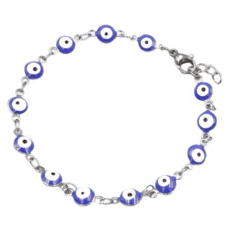 Premium Stainless Steel Evil Eye Turkish Blue Eye Chain Bracelet for Women