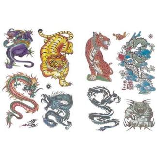 Unleash the Beast: 20 Sets of Dragon and Tiger Temporary Tattoos for Kids