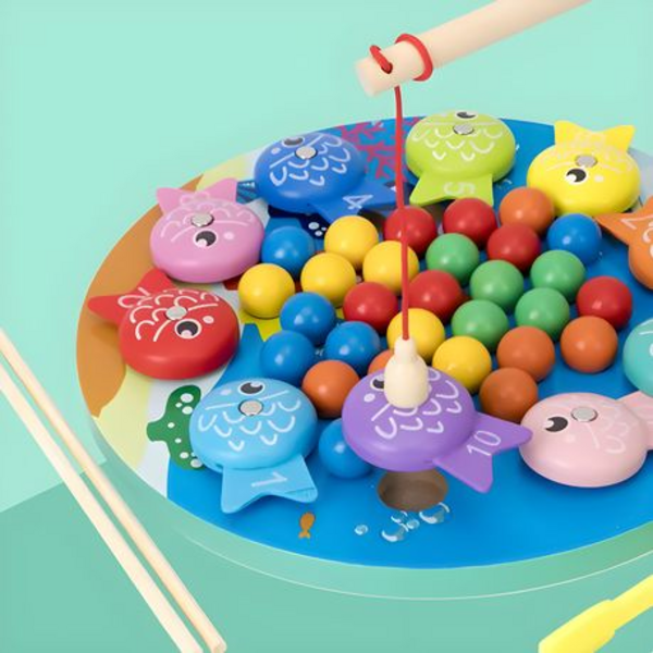 Unbox - Wooden Magnetic Fishing & Beads Clipping Kids Interactive Toy Game