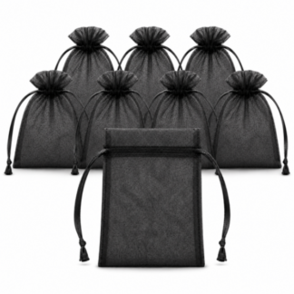 50 Organza 13cm x 18cm Bags in White, Black, Gold, Silver, Black and Red