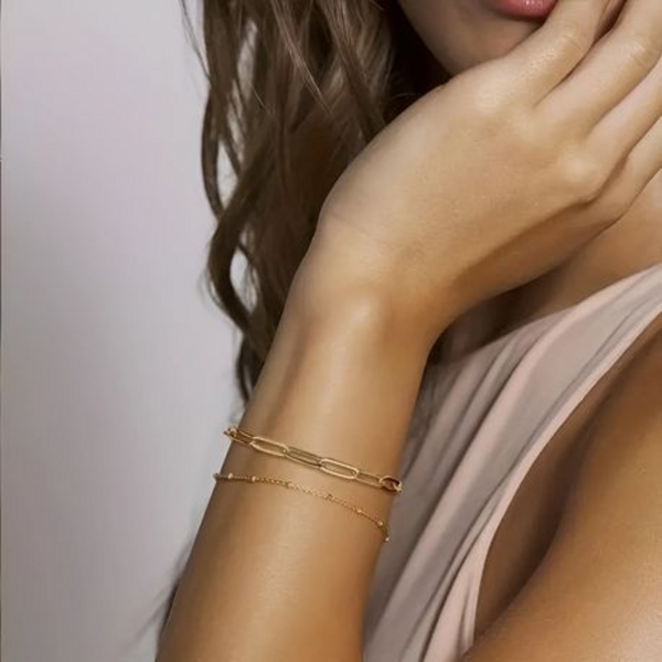 Stacked Style: The Double Layered Paperclip & Bead Bracelet Set - Image 6