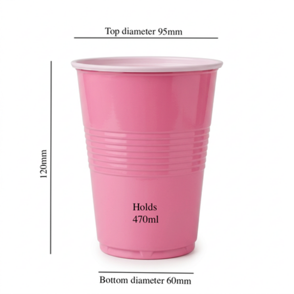 50 Disposable Party Cups - 470ml / 16oz Sturdy Plastic Drinking Cups - Image 6