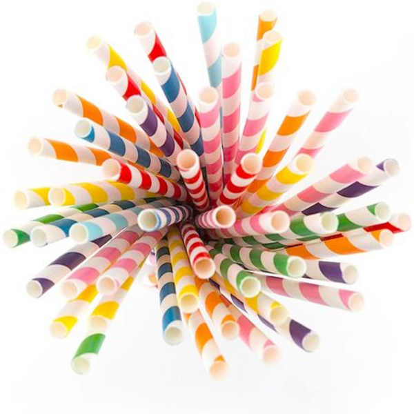 250 Eco-Friendly Paper Straws (10 Coloured Packs with 25 Straws in Each)