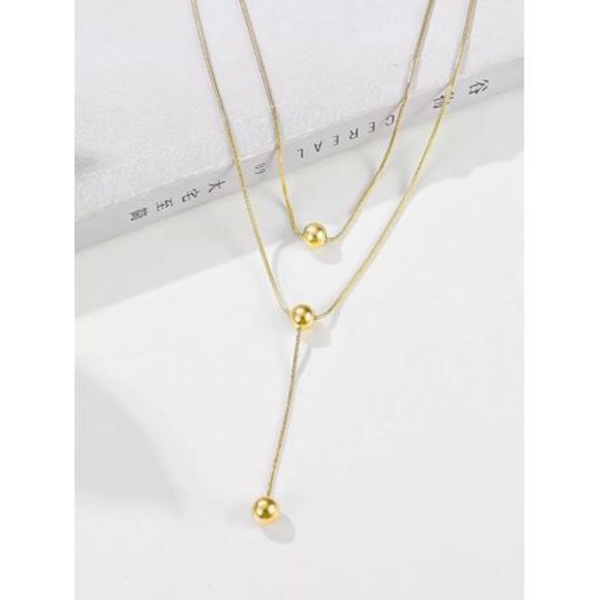 Elevate Your Style: The Double-Layered Y-Necklace with Sphere Charm