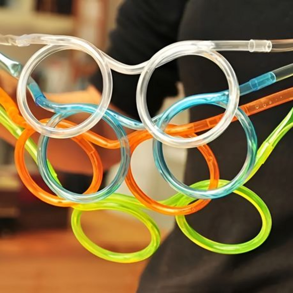 Where Drinking Meets Delight Flexible Glasses Shaped Plastic Drinking Straw
