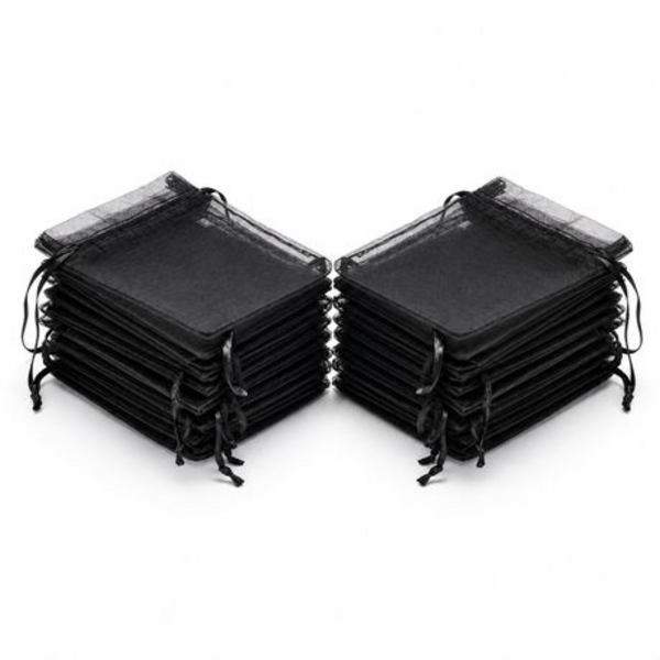 50 Organza 7cm × 9cm Bags in White, Black, Gold, Silver, Black and Red - Image 4