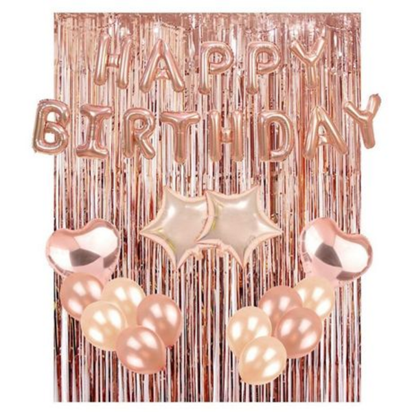 4-Piece Rose Gold Decorative Foil Curtain Tassel Backdrops