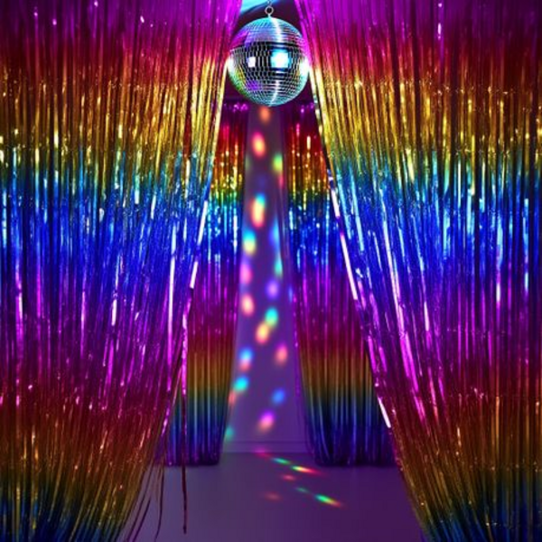 Shimmer and Shine with Our Pack of 4 Multicoloured Foil Curtains!