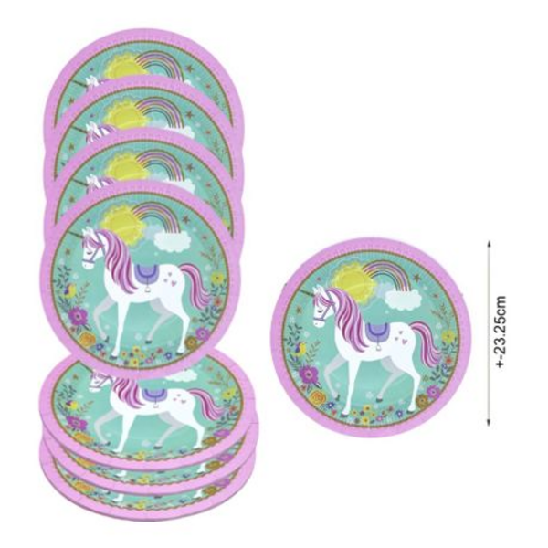 The Fun Store Magical Party Essentials Unicorn & Rainbow Tableware Set of 60 Pieces