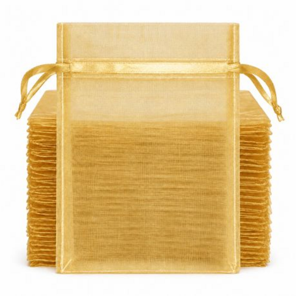 50 Organza 17cm x 23cm Bags in White, Black, Gold, Silver, Black and Red - Image 4