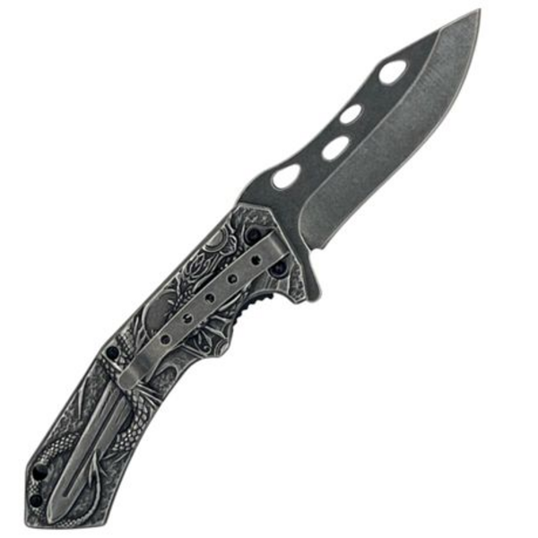 Mystical Dragon & Knight Sword Folding Tactical Assisted Opening Knife - Image 3