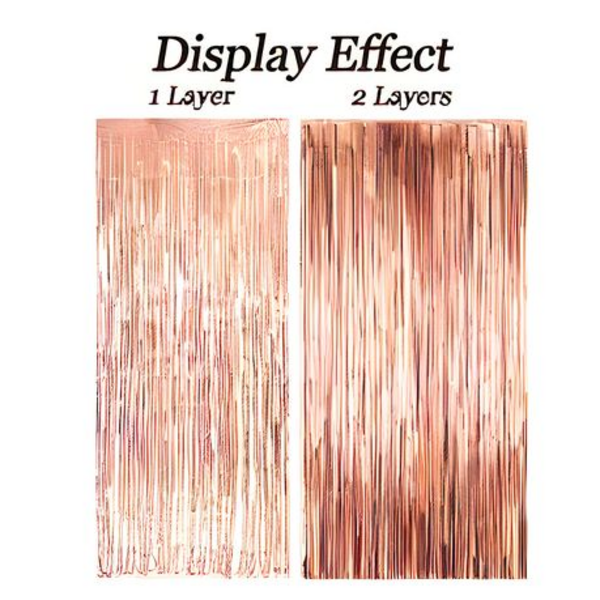4-Piece Rose Gold Decorative Foil Curtain Tassel Backdrops