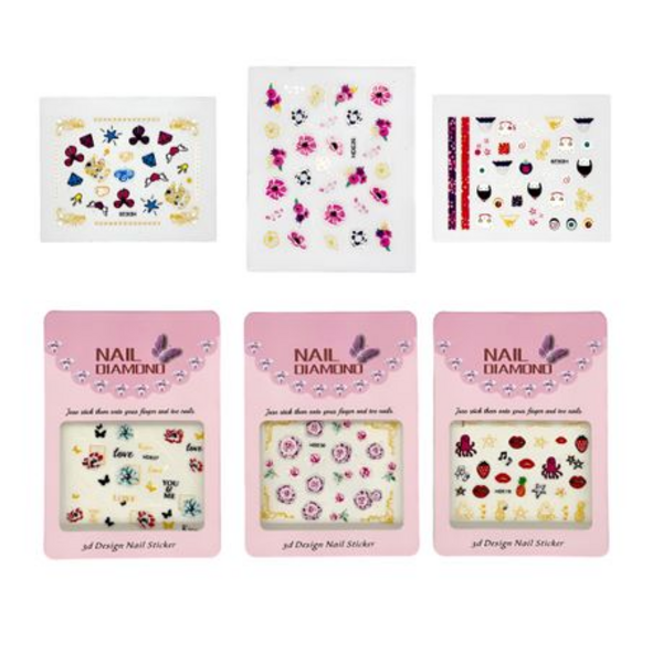 12 Piece Sticker Pack with Raised Designs, Perfect for Girls' Parties.