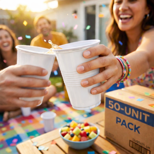 50 Disposable Party Cups - 470ml / 16oz Sturdy Plastic Drinking Cups - Image 11