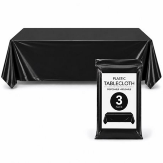 3 Disposable Plastic Tablecloths in White Black Pink Blue & Gold Specs
