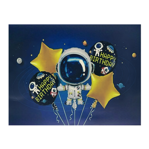 5-Piece Astronaut and Space Happy Birthday Themed Foil Balloon Decoration Set - Image 5