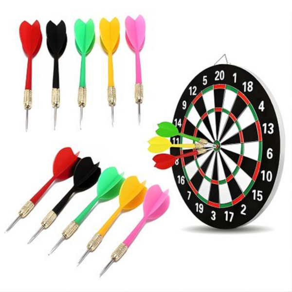 10-Piece Multi-Coloured Dart Set with Steel Tips